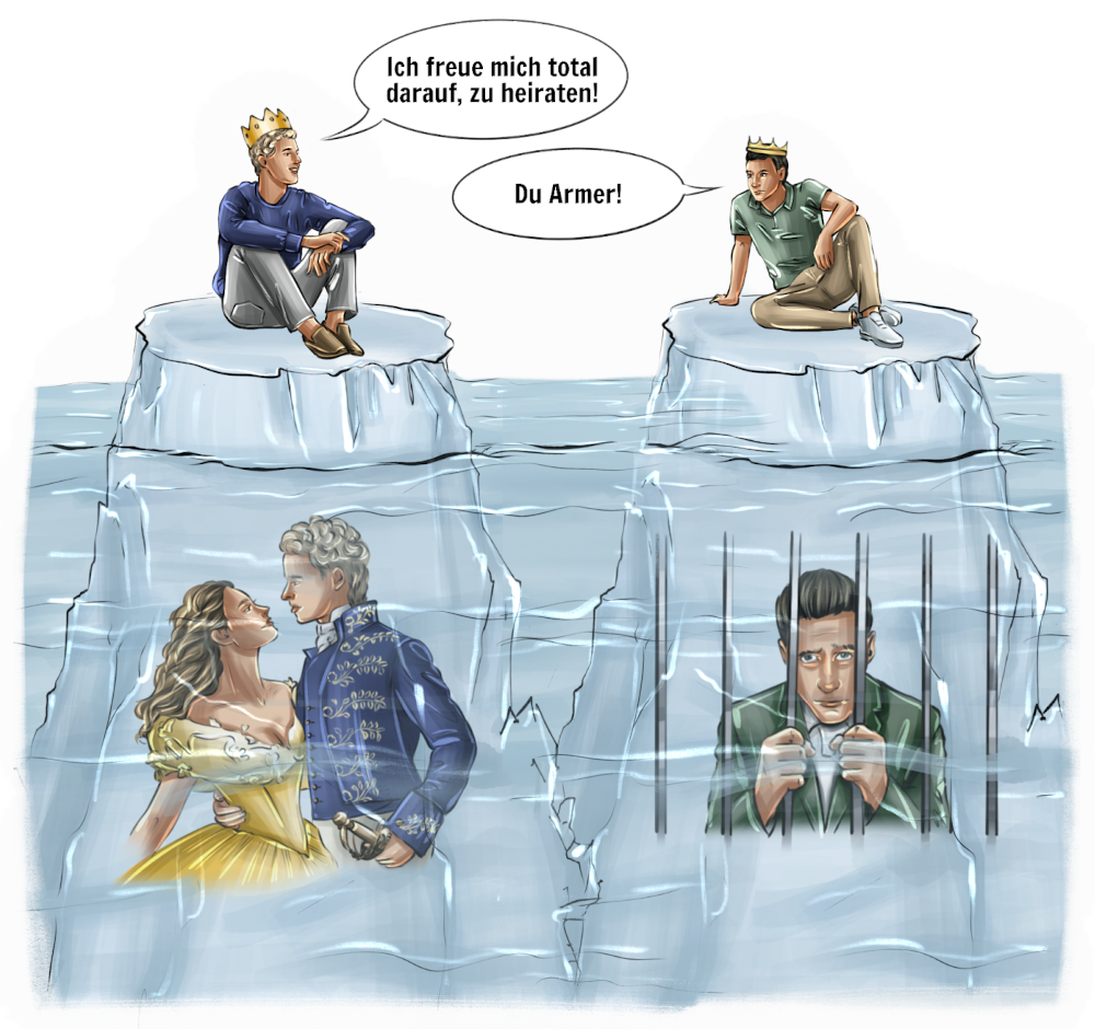 unterschiedliche Eisberge zum Thema Heiraten